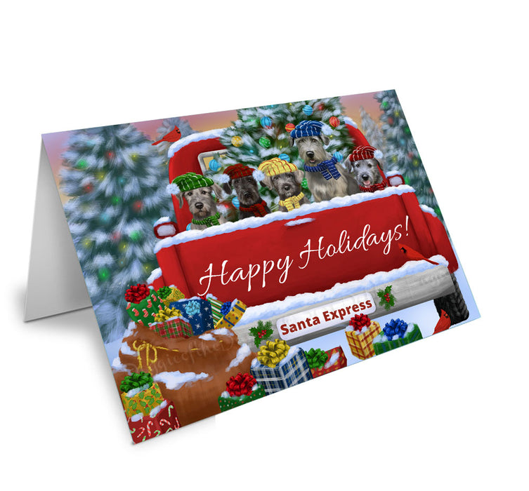 Christmas Red Truck Travlin Home for the Holidays Wolfhound Dogs Handmade Artwork Assorted Pets Greeting Cards and Note Cards with Envelopes for All Occasions and Holiday Seasons