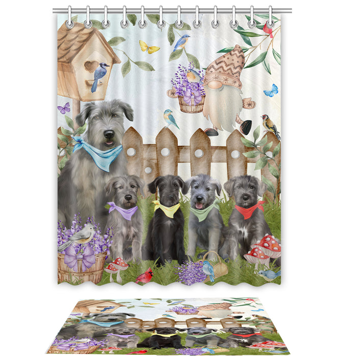 Wolfhound Shower Curtain & Bath Mat Set: Explore a Variety of Designs, Custom, Personalized, Curtains with hooks and Rug Bathroom Decor, Gift for Dog and Pet Lovers