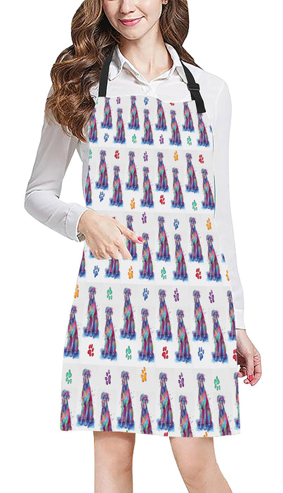 Watercolor Mini Wolfhound Dogs Apron