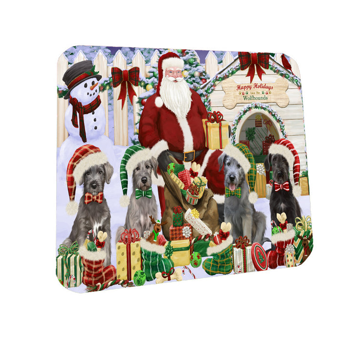 Christmas Dog house Gathering Wolfhound Dogs Coasters Set of 4 CSTA58400