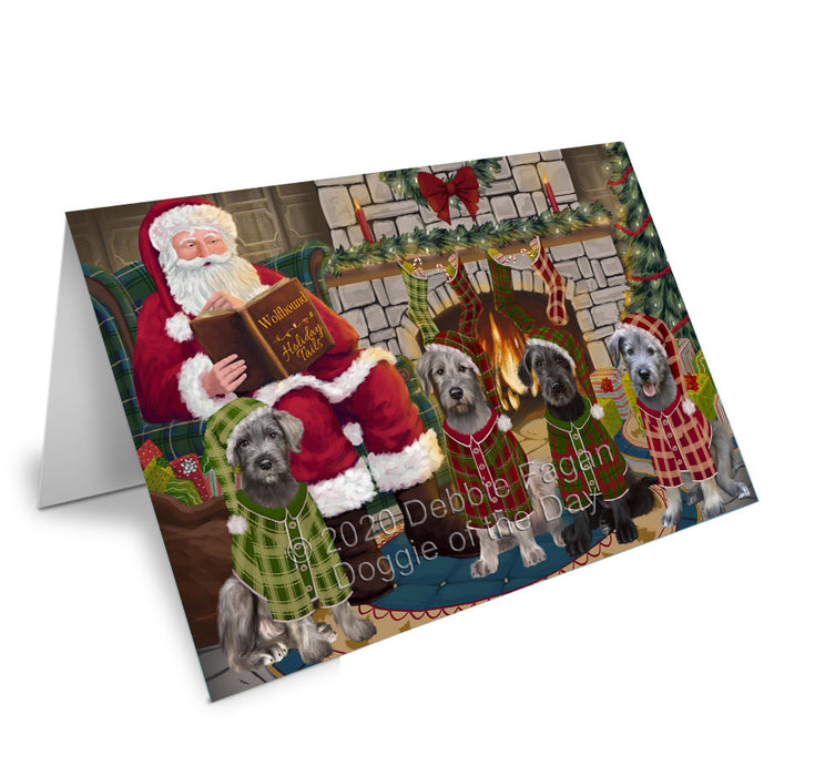 Christmas Dog house Gathering Wolfhound Dogs Handmade Artwork Assorted Pets Greeting Cards and Note Cards with Envelopes for All Occasions and Holiday Seasons