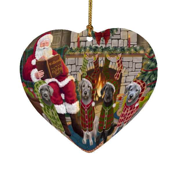 Christmas Cozy Fire Holiday Tails Wolfhound Dogs Heart Christmas Ornament HPORA59169