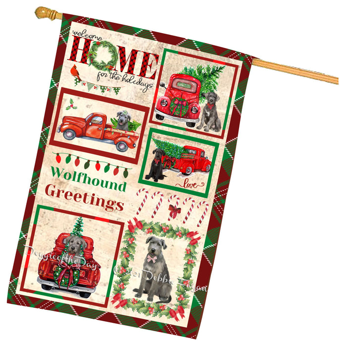 Welcome Home for Christmas Holidays Wolfhound Dogs House flag FLG67069