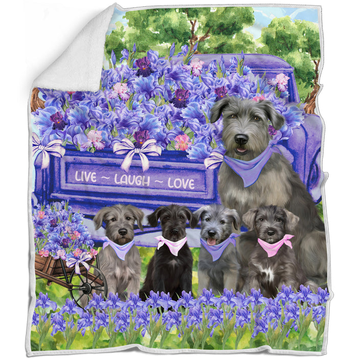 Wolfhound Bed Blanket, Explore a Variety of Designs, Custom, Soft and Cozy, Personalized, Throw Woven, Fleece and Sherpa, Gift for Pet and Dog Lovers