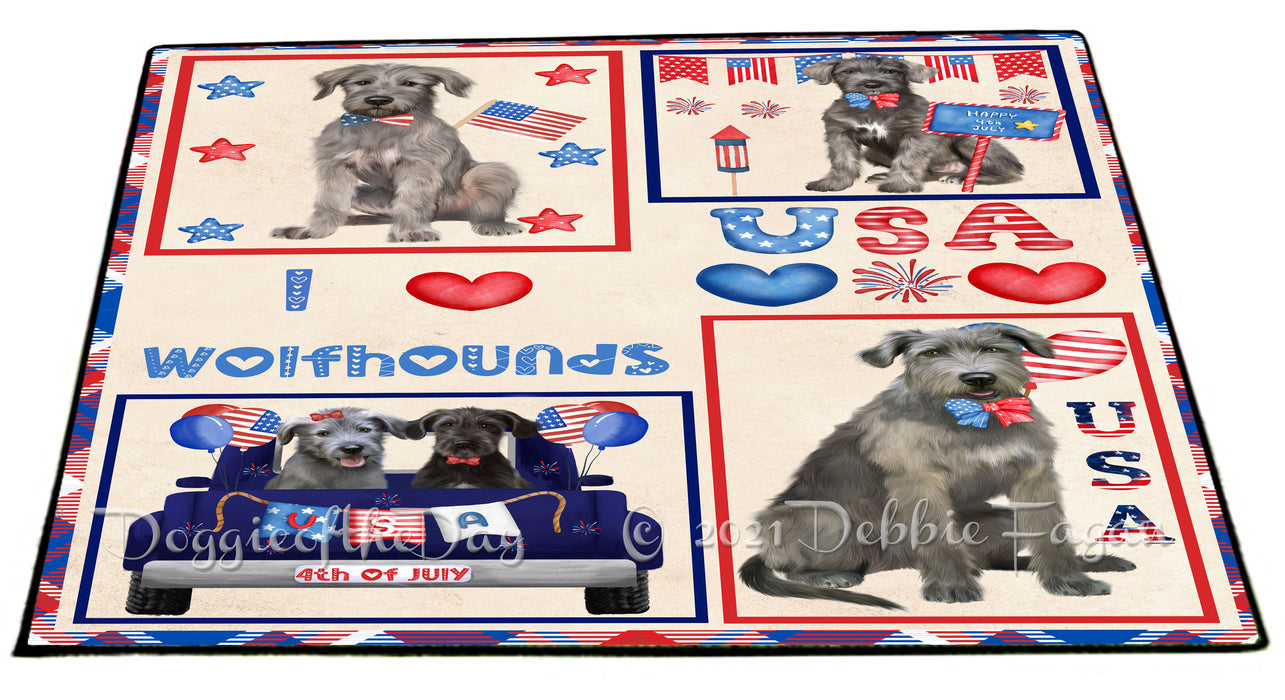 4th of July Independence Day I Love USA Wolfhound Dogs Floormat FLMS56377 Floormat FLMS56377
