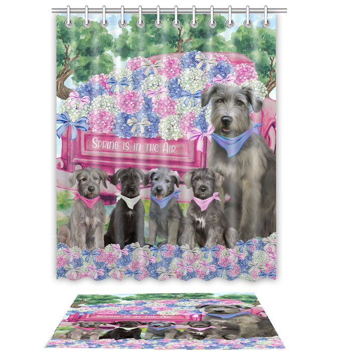 Wolfhound Shower Curtain with Bath Mat Set: Explore a Variety of Designs, Personalized, Custom, Curtains and Rug Bathroom Decor, Dog and Pet Lovers Gift