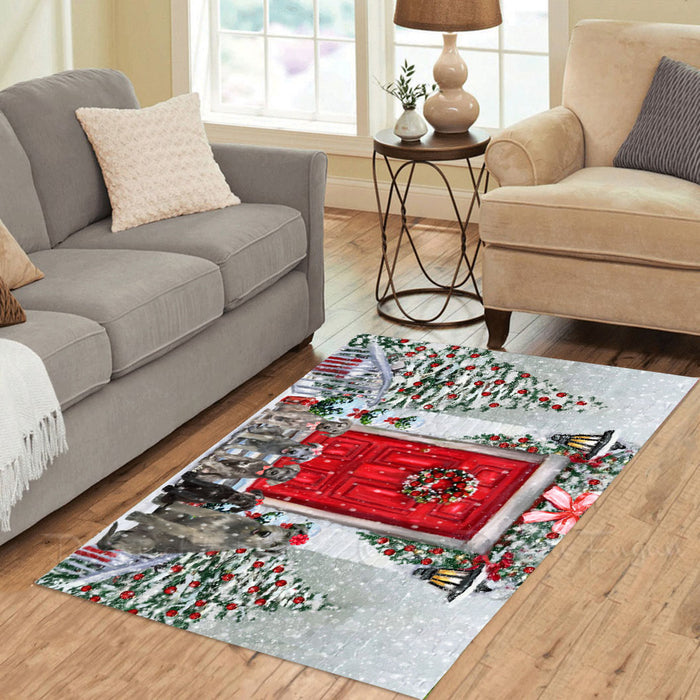 Christmas Holiday Welcome Wolfhound Dogs Area Rug - Ultra Soft Cute Pet Printed Unique Style Floor Living Room Carpet Decorative Rug for Indoor Gift for Pet Lovers