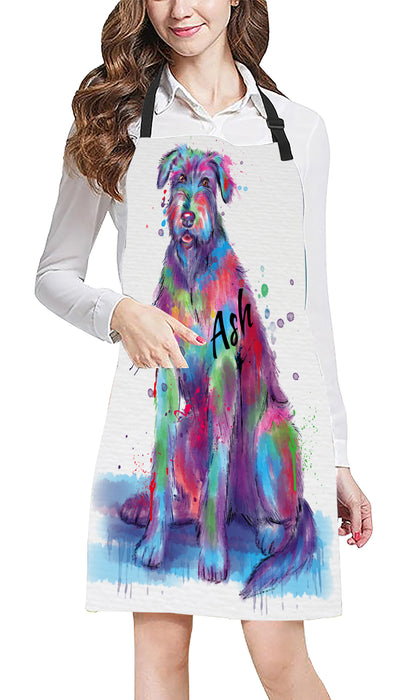 Custom Pet Name Personalized Watercolor Wolfhound Dog Apron