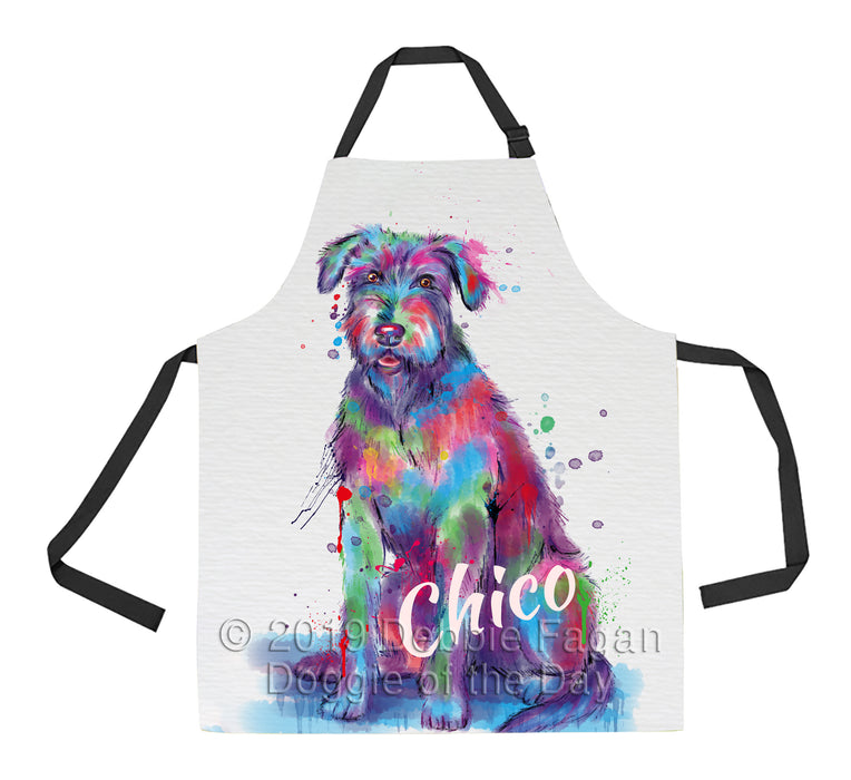 Custom Pet Name Personalized Watercolor Wolfhound Dog Apron