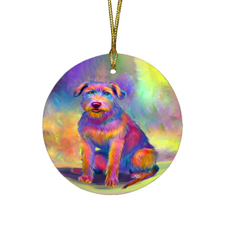 Paradise Wave Wolfhound Dog Round Flat Christmas Ornament RFPOR57102