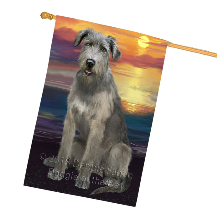 Sunset Wolfhound Dog House Flag FLG65203