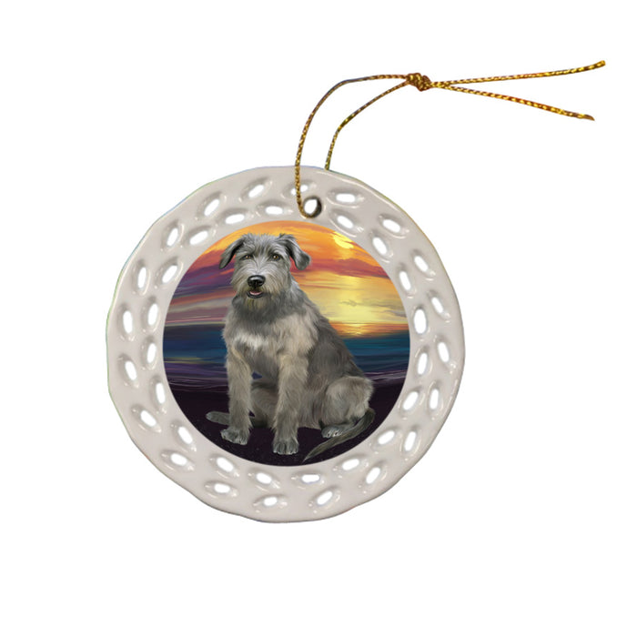 Sunset Wolfhound Dog Ceramic Doily Ornament DPOR58053