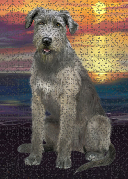 Sunset Wolfhound Dog Portrait Jigsaw Puzzle for Adults Animal Interlocking Puzzle Game Unique Gift for Dog Lover's with Metal Tin Box PZL147