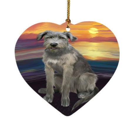 Sunset Wolfhound Dog Heart Christmas Ornament HPOR58053
