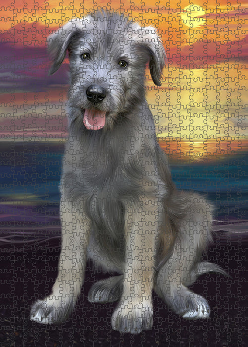 Sunset Wolfhound Dog Portrait Jigsaw Puzzle for Adults Animal Interlocking Puzzle Game Unique Gift for Dog Lover's with Metal Tin Box PZL148