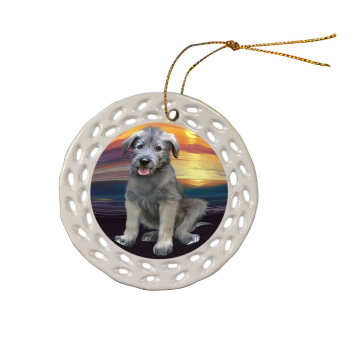 Sunset Wolfhound Dog Ceramic Doily Ornament DPOR58054