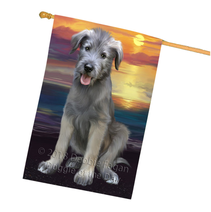 Sunset Wolfhound Dog House Flag FLG65204
