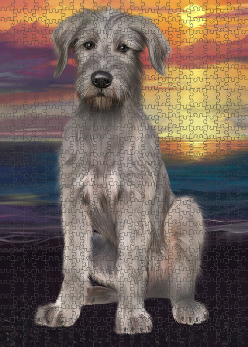 Sunset Wolfhound Dog Portrait Jigsaw Puzzle for Adults Animal Interlocking Puzzle Game Unique Gift for Dog Lover's with Metal Tin Box PZL149