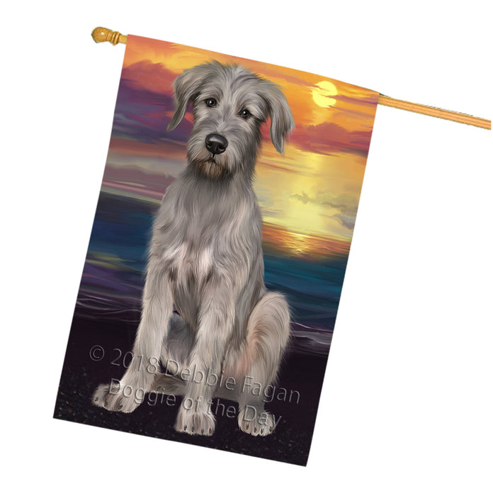 Sunset Wolfhound Dog House Flag FLG65205