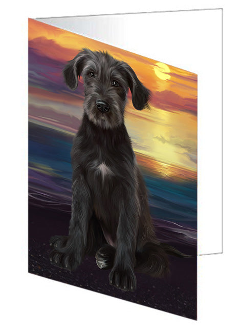 Sunset Wolfhound Dog Handmade Artwork Assorted Pets Greeting Cards and Note Cards with Envelopes for All Occasions and Holiday Seasons GCD77012