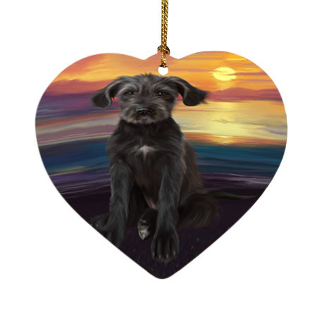 Sunset Wolfhound Dog Heart Christmas Ornament HPOR58056