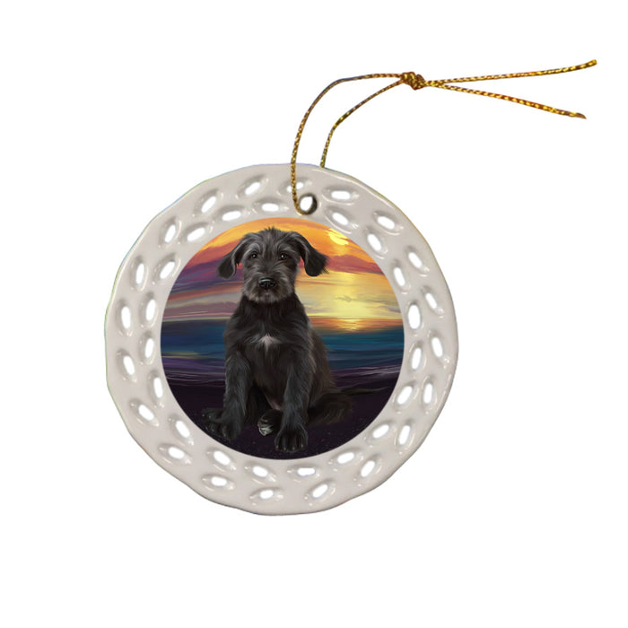 Sunset Wolfhound Dog Ceramic Doily Ornament DPOR58056