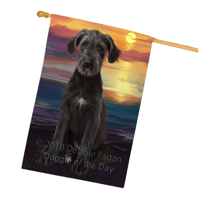 Sunset Wolfhound Dog House Flag FLG65206