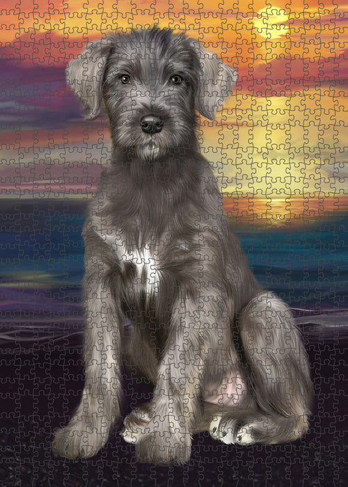 Sunset Wolfhound Dog Portrait Jigsaw Puzzle for Adults Animal Interlocking Puzzle Game Unique Gift for Dog Lover's with Metal Tin Box PZL151