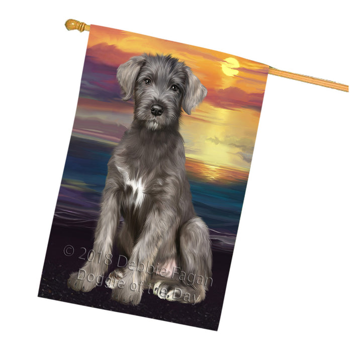 Sunset Wolfhound Dog House Flag FLG65207