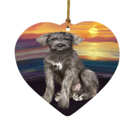 Sunset Wolfhound Dog Heart Christmas Ornament HPOR58057