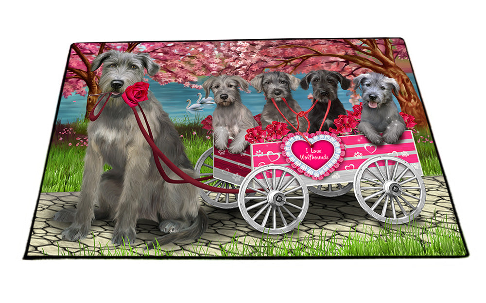 I Love Wolfhound Dogs in a Cart Floormat FLMS54278
