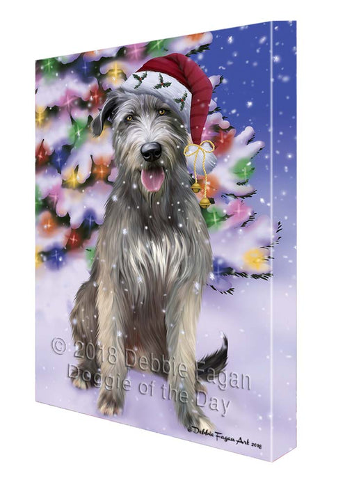 Winterland Wonderland Wolfhound Dog In Christmas Holiday Scenic Background Canvas Print Wall Art Décor CVS121652