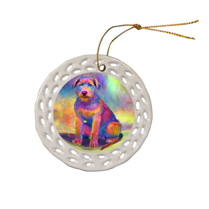 Paradise Wave Wolfhound Dog Ceramic Doily Ornament DPOR57102