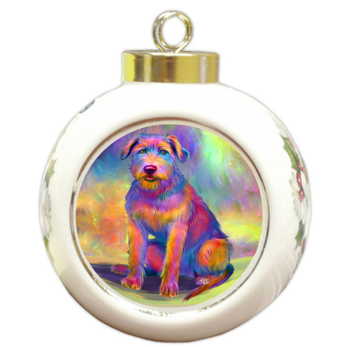 Paradise Wave Wolfhound Dog Round Ball Christmas Ornament RBPOR57102