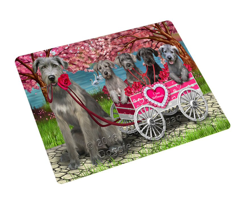 I Love Wolfhound Dogs in a Cart Mini Magnet MAG76704