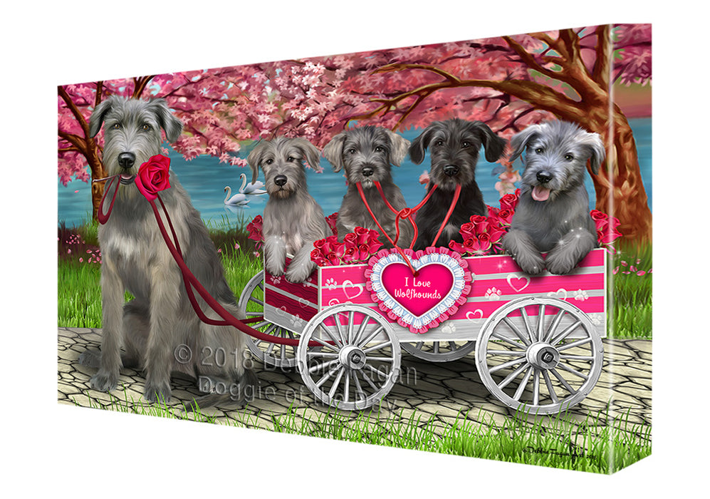 I Love Wolfhound Dogs in a Cart Canvas Print Wall Art Décor CVS136538