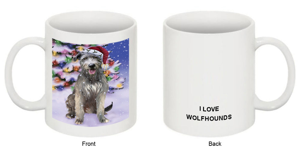 Winterland Wonderland Wolfhound Dog In Christmas Holiday Scenic Background Coffee Mug MUG51145