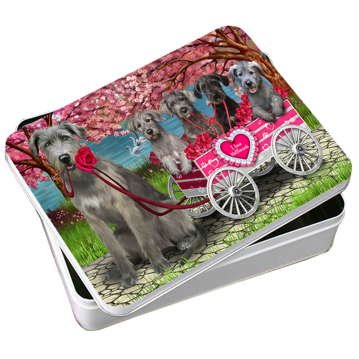 I Love Wolfhound Dogs in a Cart Photo Storage Tin PITN57065