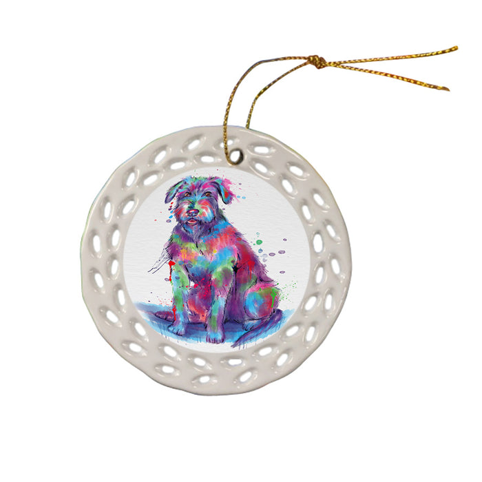 Watercolor Wolfhound Dog Ceramic Doily Ornament DPOR57454