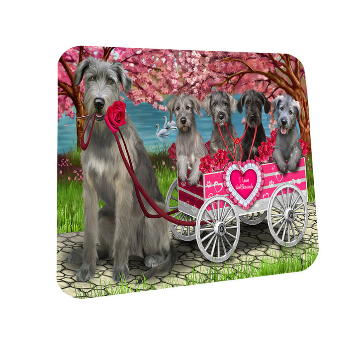 I Love Wolfhound Dogs in a Cart Coasters Set of 4 CST57080