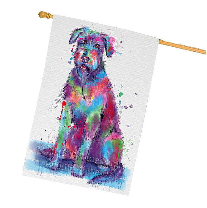 Watercolor Wolfhound Dog House Flag FLG65237