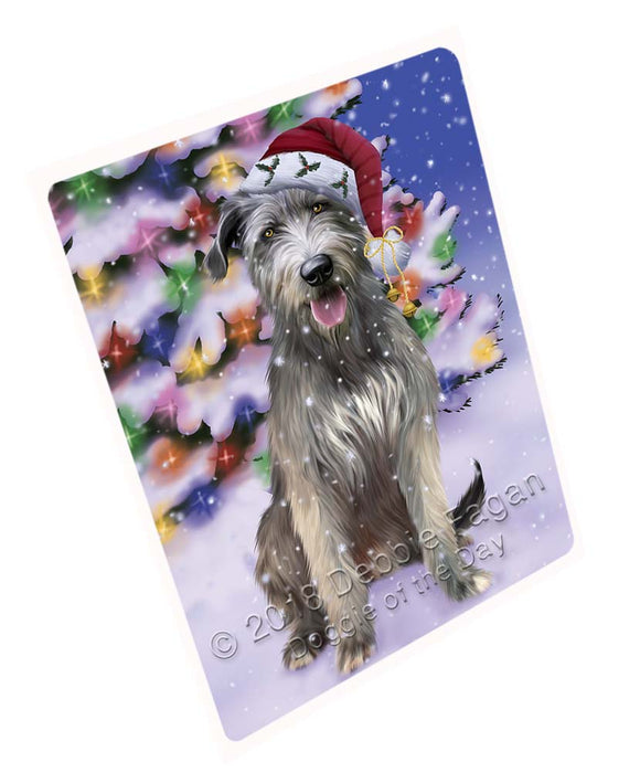 Winterland Wonderland Wolfhound Dog In Christmas Holiday Scenic Background Large Refrigerator / Dishwasher Magnet RMAG96750