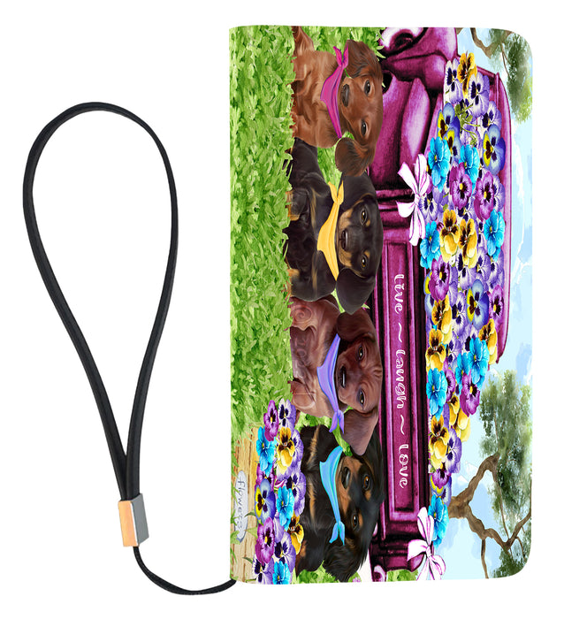Pansy Patch Dachshund Dog on Women's Clutch Wallet