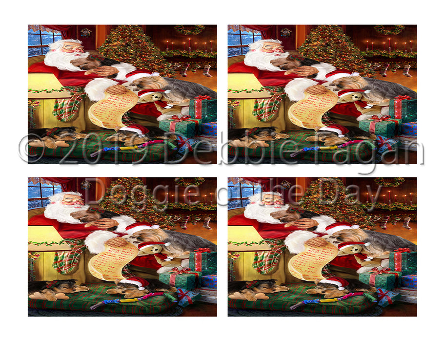 Santa Sleeping with Yokshire Terrier Dogs Placemat