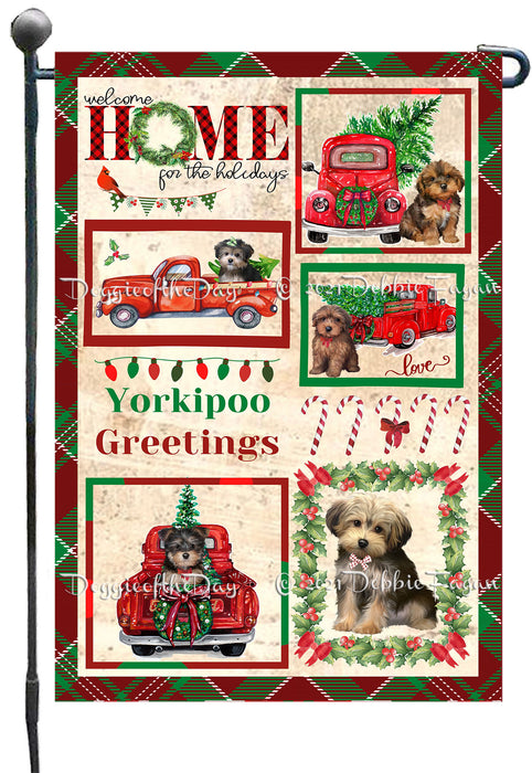 Welcome Home for Christmas Holidays Yorkipoo Dogs Garden Flag GFLG67065