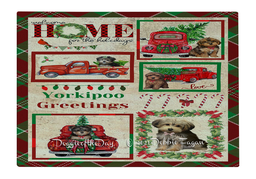 Welcome Home for Christmas Holidays Yorkipoo Dogs Cutting Board - Easy Grip Non-Slip Dishwasher Safe Chopping Board Vegetables C79123