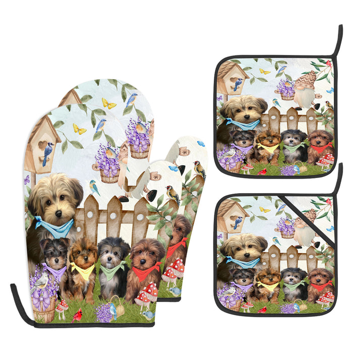 Yorkipoo Oven Mitts and Pot Holder Set, Kitchen Gloves for Cooking with Potholders, Explore a Variety of Designs, Personalized, Custom, Dog Moms Gift