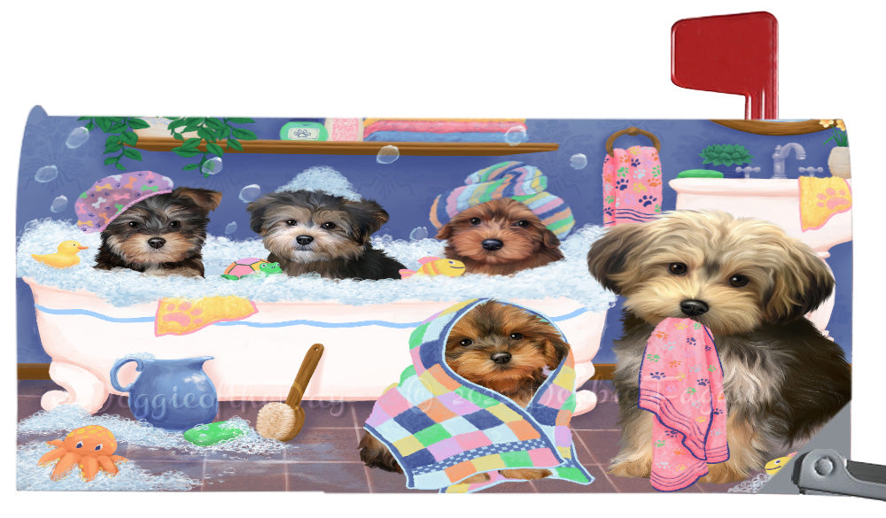 Rub A Dub Dogs In A Tub Yorkipoo Dog Magnetic Mailbox Cover Both Sides Pet Theme Printed Decorative Letter Box Wrap Case Postbox Thick Magnetic Vinyl Material