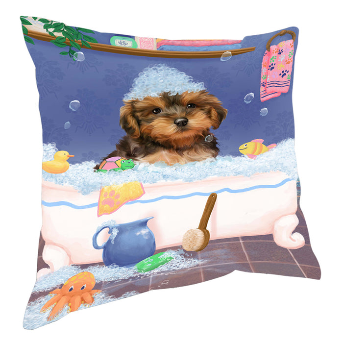 Rub A Dub Dog In A Tub Yorkipoo Dog Pillow with Top Quality High-Resolution Images - Ultra Soft Pet Pillows for Sleeping - Reversible & Comfort - Ideal Gift for Dog Lover - Cushion for Sofa Couch Bed - 100% Polyester, PILA90892