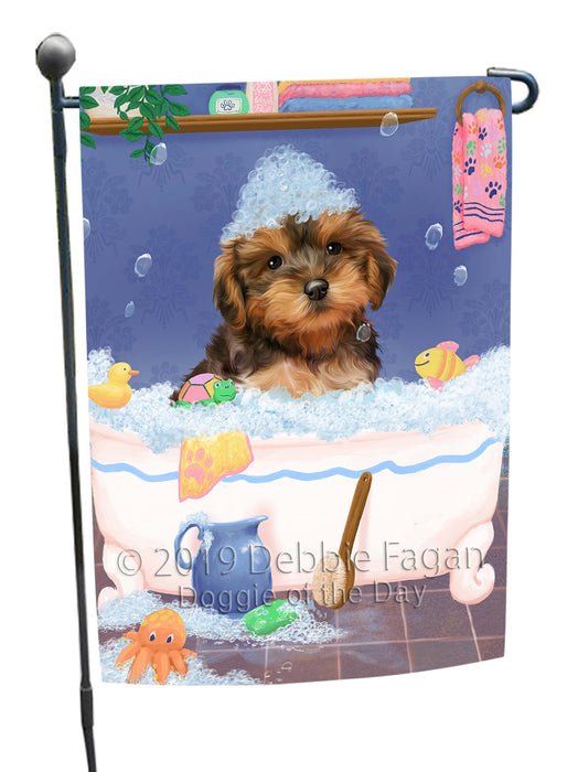 Rub A Dub Dog In A Tub Yorkipoo Dog Garden Flag GFLG66335